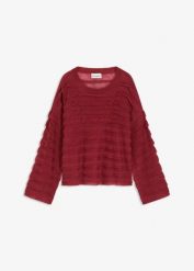 Sweter oversize, półprzezroczysty. Fioletowe swetry klasyczne damskie bonprix, bez kołnierzyka. Za 149.99 zł.