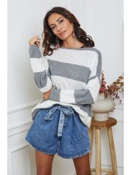 So Cachemire Sweter "Epi" w kolorze biało-szarym rozmiar: S. Białe swetry klasyczne damskie So Cachemire, s, z kaszmiru, bez kołnierzyka. Za 201.08 zł.