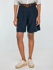 Szorty damskie z domieszką lnu granatowe Maryliana 403. Niebieskie szorty damskie Big Star, bez wzorów, z jeansu. Za 179.99 zł.