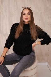 Sweter z półgolfem i wzorem w romby czarny. Czarne swetry klasyczne damskie KESI, l, z wełny, bez kołnierzyka, plus size. Za 125.45 zł.