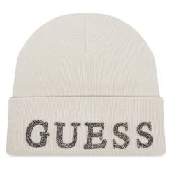 Czapka Guess. Brązowe czapki damskie Guess, na zimę, z aplikacjami. Za 159.99 zł.