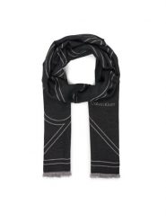 Calvin Klein Szal Emblem Repeat Lw Shawl W Fringes LV04F8074G Czarny. Czarne szaliki damskie Calvin Klein, bez wzorów, z materiału. Za 249.99 zł.