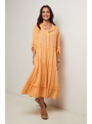 Le Monde du Lin Sukienka w kolorze musztardowym rozmiar: 36/38. Pomarańczowe sukienki damskie Le Monde du Lin, bez wzorów, z bawełny, bez ramiączek. Za 165.99 zł.