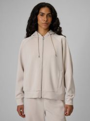 4F Bluza dresowa loose z kapturem damska - biała XL. Białe bluzy damskie 4F, xl, bez wzorów, z dresówki. Za 199.99 zł.