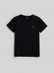 4F T-shirt regular gładki damski - czarny XL. Czarne t-shirty damskie 4F, uniwersalny, bez wzorów, z bawełny, bez kołnierzyka. Za 49.99 zł.