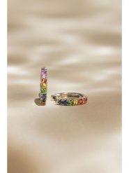 DIAMANTA Złote kolczyki-kreole "Colorful Love" z szafirami rozmiar: onesize. Szare kolczyki damskie DIAMANTA, z szafirem, złote. Za 1,239.99 zł.