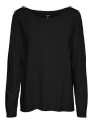 Vero Moda Koszulka "Karis" w kolorze czarnym rozmiar: XS. Czarne koszulki damskie Vero Moda, xs, bez wzorów, bez kołnierzyka, bez ramiączek. Za 35.10 zł.