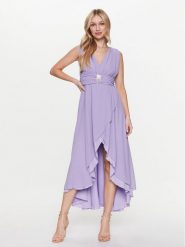 ViCOLO Sukienka koktajlowa TE0064 Fioletowy Regular Fit. Fioletowe sukienki damskie ViCOLO, bez wzorów, z syntetyku, wizytowe, bez ramiączek. Za 369.99 zł.