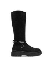 DeeZee Kozaki CEO-CS5592-32 Czarny. Czarne kozaki dziewczęce DeeZee, bez wzorów, z materiału, bez obcasa, bez zapięcia. Za 169.99 zł.