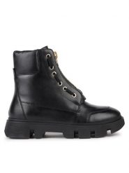 Geox Botki D Vilde D36UAB 00085 C9999 Czarny. Czarne botki damskie Geox, ze skóry, bez obcasa, na płaskiej podeszwie, bez zapięcia. Za 639.99 zł.