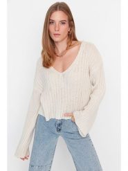 Trendyol Sweter w kolorze kremowym rozmiar: S. Brązowe swetry klasyczne damskie Trendyol, s, z wełny, bez kołnierzyka. Za 41.69 zł.