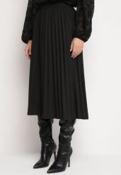 Czarna Klasyczna Plisowana Spódnica z Gumką w Pasie Valentha. Czarne spódnice damskie Born2be, m, bez wzorów, z dzianiny, eleganckie, midi. Za 84.99 zł.
