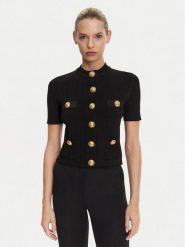 Balmain Kardigan DF1KL023KB07 Czarny Regular Fit. Czarne kardigany damskie Balmain, bez wzorów, z wiskozy. Za 5,999.00 zł.