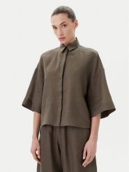 Max Mara Leisure Koszula Mirano 2516111028 Zielony Relaxed Fit. Zielone koszule damskie Max Mara Leisure, bez wzorów, ze lnu, bez kołnierzyka, bez ramiączek. Za 589.99 zł.