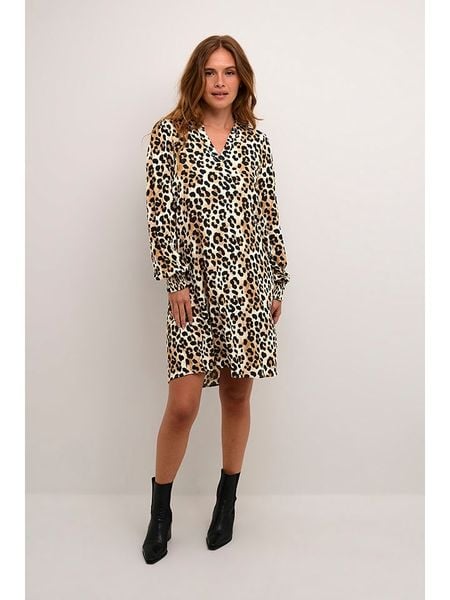 CULTURE Sukienka w kolorze beżowo-brązowym rozmiar: XXL. Brązowe sukienki damskie Culture, bez wzorów, z wiskozy, bez ramiączek. Za 154.07 zł.