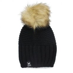 Czapka z pomponem – unisex – rozmiar uniwersalny – wyprodukowano w UE (czarna). Czarne czapki damskie SURF MONKEY, na zimę, bez wzorów, z materiału. Za 179.95 zł.