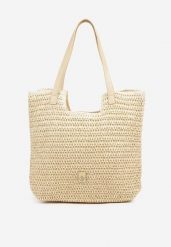 Beżowa Torebka Typu Shopperka z Plecionki Feliswela. Brązowe shopper bag Renee, z jeansu, bez dodatków. Za 59.99 zł.