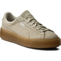 Sneakersy PUMA - Suede Platform Jewel Jr 365131 02 Whisper White/Whisper White. Brązowe trampki dziewczęce Puma, z materiału, na sznurówki. W wyprzedaży za 219.00 zł.