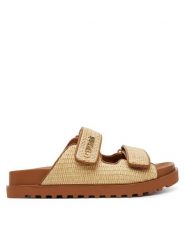 Guess Japonki 172847 Brązowy. Brązowe klapki damskie Guess, z aplikacjami, z tworzywa sztucznego, bez obcasa, bez zapięcia. Za 359.99 zł.