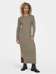 ONLY Sukienka dzianinowa Katia 15324649 Beżowy Slim Fit. Brązowe sukienki damskie Only, bez wzorów, z dzianiny, bez ramiączek. Za 119.99 zł.