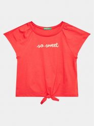 United Colors Of Benetton T-Shirt 3096G108Y Czerwony Regular Fit. Czerwone koszulki i t-shirty dziewczęce United Colors Of Benetton, bez wzorów, z bawełny, bez kołnierzyka, bez ramiączek. Za 39.99 zł.