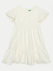 United Colors Of Benetton Sukienka codzienna 4AC7GV01K Écru Regular Fit. Sukienki dziewczęce United Colors Of Benetton, bez wzorów, z bawełny, bez ramiączek, proste. Za 79.99 zł.