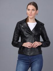 Basics & More Skórzana kurtka w kolorze czarnym rozmiar: L. Czarne kurtki damskie Basics & More, l, bez wzorów, bez kaptura. Za 483.17 zł.
