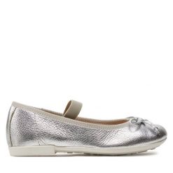 Baleriny Geox. Szare baleriny dziewczęce Geox, bez wzorów, bez obcasa, bez zapięcia. Za 259.99 zł.