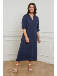 Curvy Lady Lniana sukienka w kolorze granatowym rozmiar: 40/42. Niebieskie sukienki damskie Curvy Lady, bez wzorów, ze lnu, klasyczne, bez ramiączek. Za 97.05 zł.