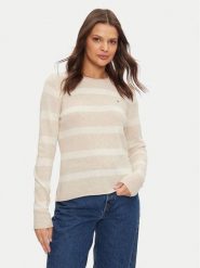 Tommy Hilfiger Sweter WW0WW44161 Beżowy Regular Fit. Brązowe swetry klasyczne damskie Tommy Hilfiger, xl, z wełny, bez kołnierzyka. Za 299.99 zł.