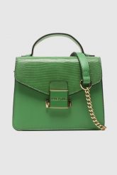 VALENTINO Mały zielony kuferek z logo carrie satchel. Zielone kuferki damskie Valentino by Mario Valentino, bez dodatków. W wyprzedaży za 359.99 zł.