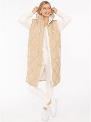 Zwillingsherz Kamizelka pikowana "Love Print" w kolorze beżowym rozmiar: L. Brązowe kamizelki damskie Zwillingsherz, l, bez wzorów, bez kaptura. Za 366.35 zł.