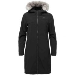 Damski płaszcz typu softshell Loap Lustra Black. Czarne płaszcze damskie ZSPORT, bez wzorów, z softshellu, bez kaptura. Za 443.99 zł.