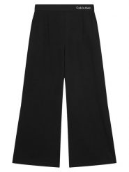 Calvin Klein Jeans Spodnie materiałowe Logo Tape IG0IG03091 Czarny Wide Leg. Czarne jeansy dziewczęce Calvin Klein Jeans, bez wzorów, z jeansu. Za 299.99 zł.