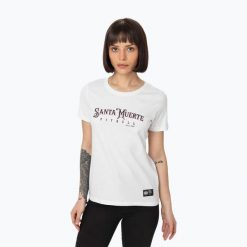 Koszulka damska Pitbull Santa Muerte Rose. Białe koszulki sportowe damskie PITBULL, m, bez wzorów, bez ramiączek. Za 79.99 zł.