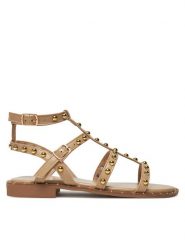 DeeZee Sandały LE601-112 Beżowy. Brązowe sandały damskie DeeZee, bez wzorów, ze skóry, bez obcasa, na płaskiej podeszwie, bez zapięcia. Za 139.99 zł.