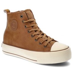 Beżowe Sneakersy Big Star Damskie Buty Sportowe. Brązowe obuwie sportowe casual damskie Big Star, ze skóry ekologicznej, do biegania. Za 139.00 zł.
