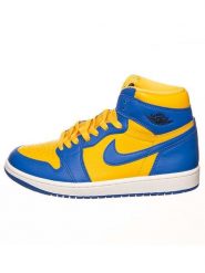 Air Jordan Skórzane sneakersy "1 Retro High" w kolorze żółto-niebieskim rozmiar: 41. Niebieskie obuwie sportowe damskie AIR JORDAN, za kostkę, bez zapięcia. Za 375.96 zł.