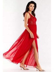 Awama Sukienka w kolorze czerwonym rozmiar: M. Czerwone sukienki damskie Awama, bez wzorów, bez ramiączek. Za 279.99 zł.