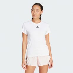 Koszulka Tennis FreeLift. Białe bluzki damskie Adidas, l, bez wzorów, z materiału, sportowe, bez kołnierzyka, bez ramiączek. W wyprzedaży za 181.35 zł.