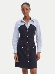 Morgan Sukienka koszulowa 261-RIVOL Granatowy Slim Fit. Niebieskie sukienki damskie Morgan, bez wzorów, z syntetyku, bez ramiączek. Za 459.99 zł.