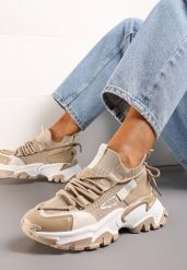 Ciemnobeżowe Sneakersy Orilea. Brązowe obuwie sportowe damskie Born2be, bez zapięcia. Za 109.99 zł.