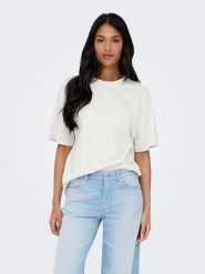 JDY Koszulka "Carla" w kolorze białym rozmiar: XS. Białe bluzki damskie JDY, xs, bez wzorów, z bawełny, bez kołnierzyka, bez ramiączek. Za 44.09 zł.