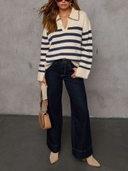 Milan Kiss Sweter w kolorze kremowo-granatowym rozmiar: XL. Brązowe swetry klasyczne damskie Milan Kiss, xl, bez kołnierzyka. Za 165.99 zł.