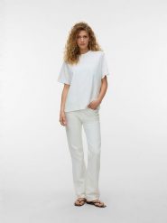 Vero Moda Koszulka w kolorze białym rozmiar: XL. Białe bluzki damskie Vero Moda, xl, bez wzorów, z bawełny, bez kołnierzyka, bez ramiączek. Za 89.95 zł.