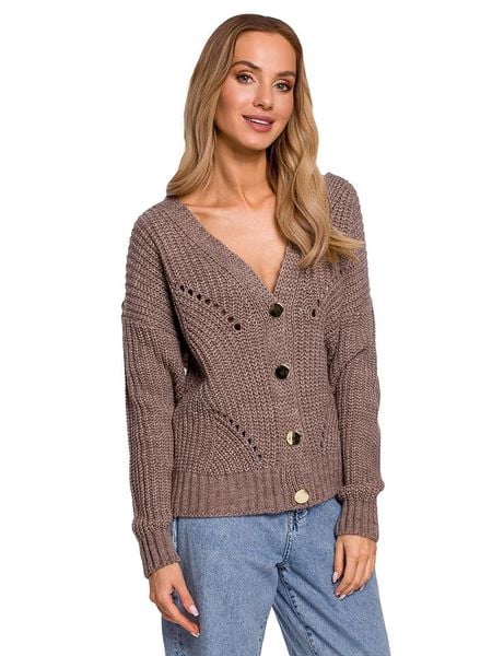 Made of emotion Kardigan w kolorze jasnobrązowym rozmiar: L/XL. Brązowe kardigany damskie Made Of Emotion, l, bez wzorów, ze splotem. Za 69.91 zł.