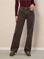 Jeansy wide leg - brązowy. Brązowe jeansy damskie Sinsay. Za 69.99 zł.