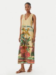 LOLA CASADEMUNT Sukienka letnia LS2616038 Beżowy jasny Regular Fit. Brązowe sukienki damskie LOLA CASADEMUNT, bez wzorów, z syntetyku, bez ramiączek. Za 417.99 zł.