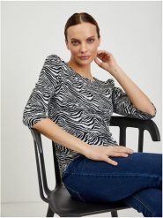 Orsay Koszulka w kolorze biało-czarnym rozmiar: M. Białe bluzki damskie Orsay, m, bez wzorów, bez kołnierzyka, bez ramiączek. Za 56.99 zł.