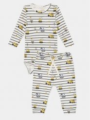 NAME IT Komplet body i spodnie Bisson 13230692 Biały Regular Fit. Białe spodnie niemowlęce Name it, bez wzorów, z bawełny. Za 79.99 zł.